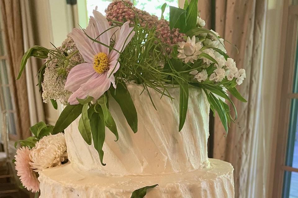 Three-tier cake with florals