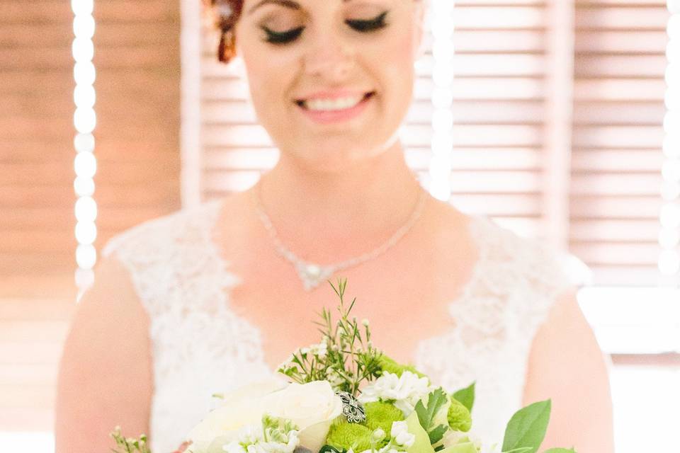 The bride holding her bouquet