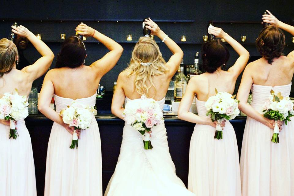 Bride and her bridesmaids