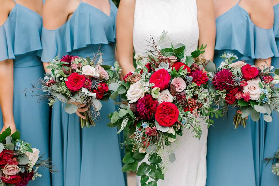 Bridal + bridesmaids bouquets
