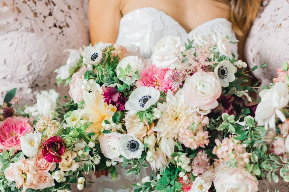 Bridal + bridesmaids bouquets