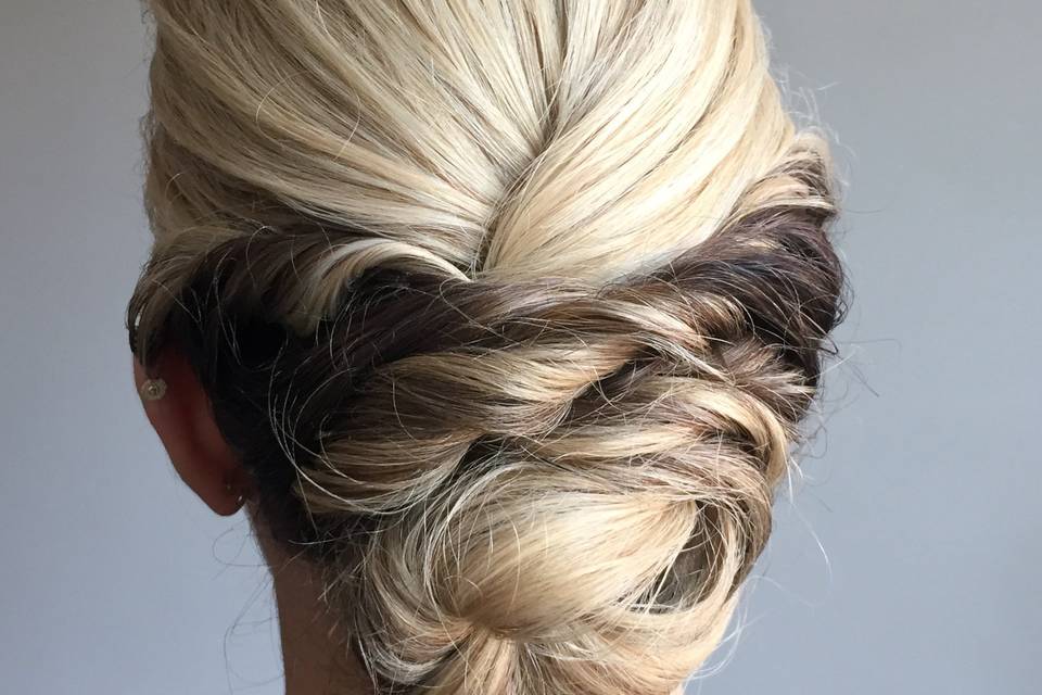 Polished and textured low bun