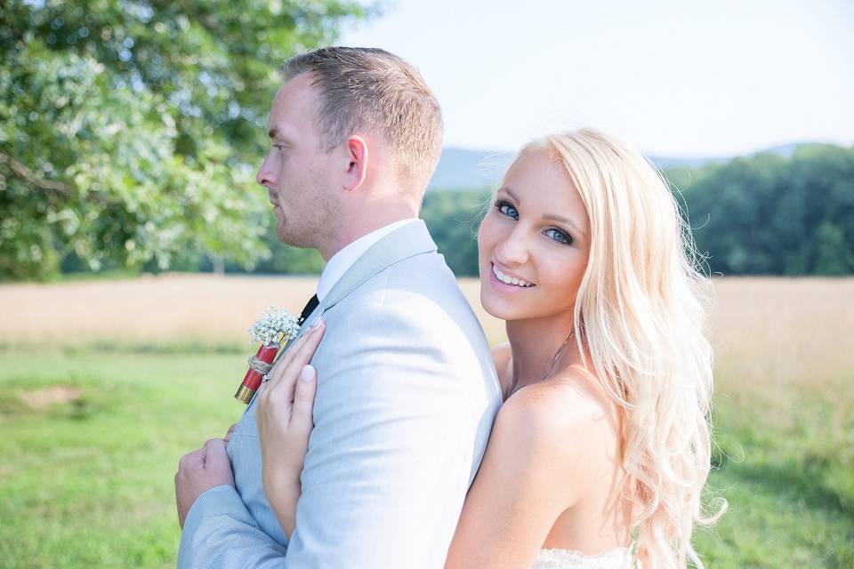 Bride embracing the groom