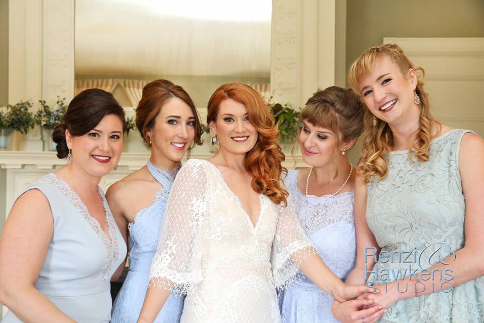 Bride and her bridesmaids