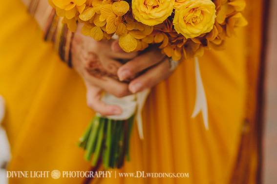 yellow indian bridesmaid bouquet