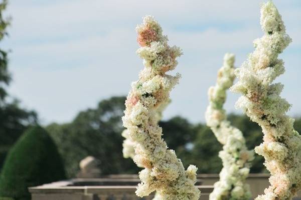 lush luxurious floral sculpture white and pink hydrangea