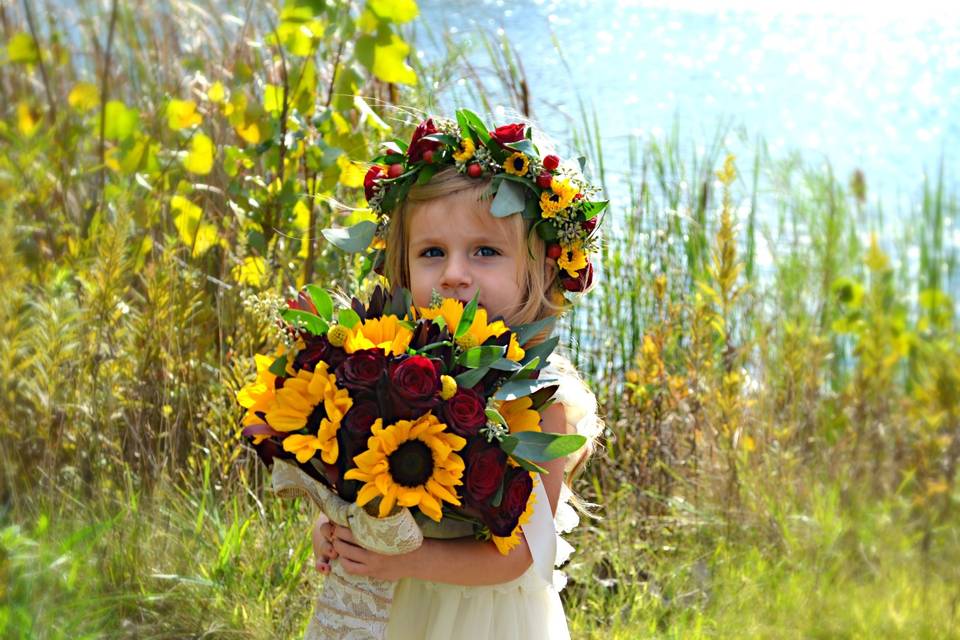 Bouquet and floral crown