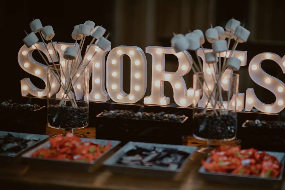 Snack table and lighted signage