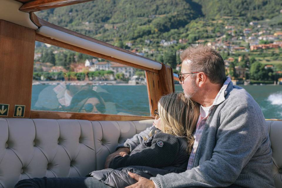 Couple boating on Lake Como