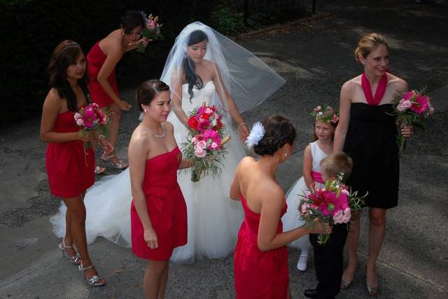 The bride with her bridesmaids
