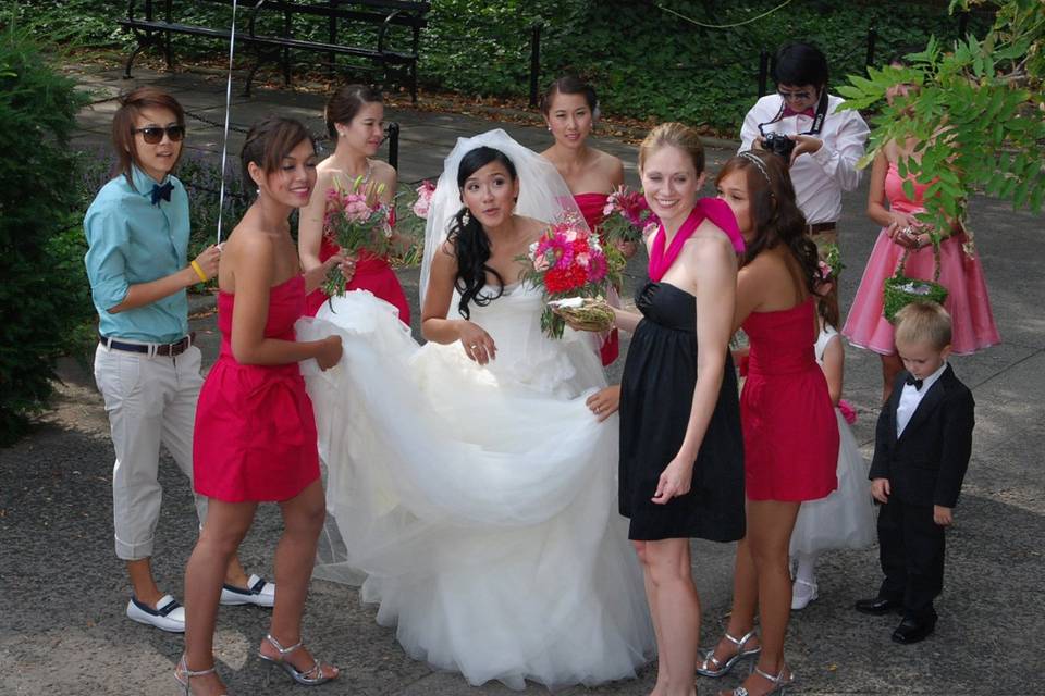 The bride with her bridesmaids