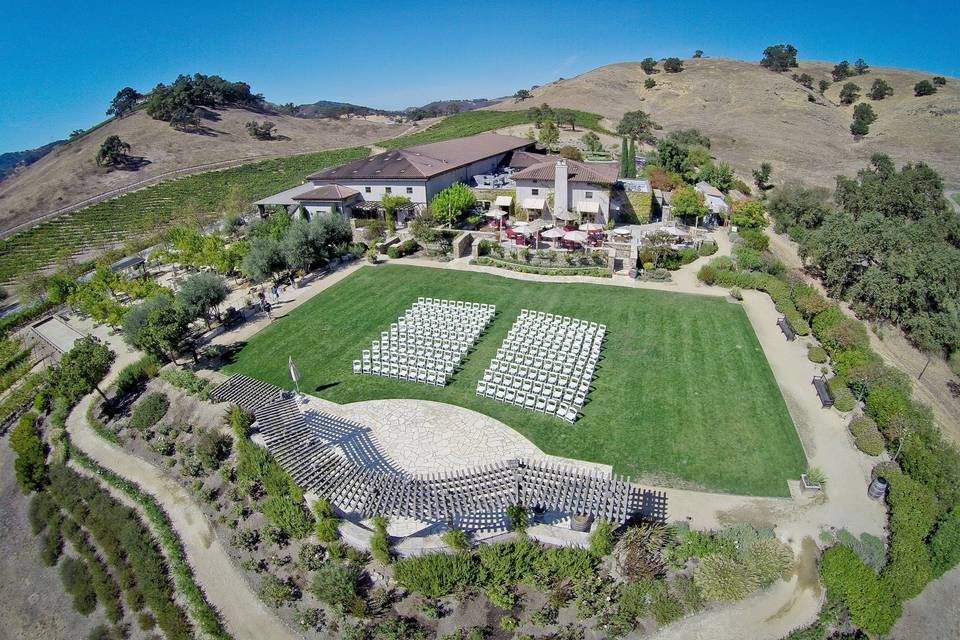 Aerial view of the vineyard