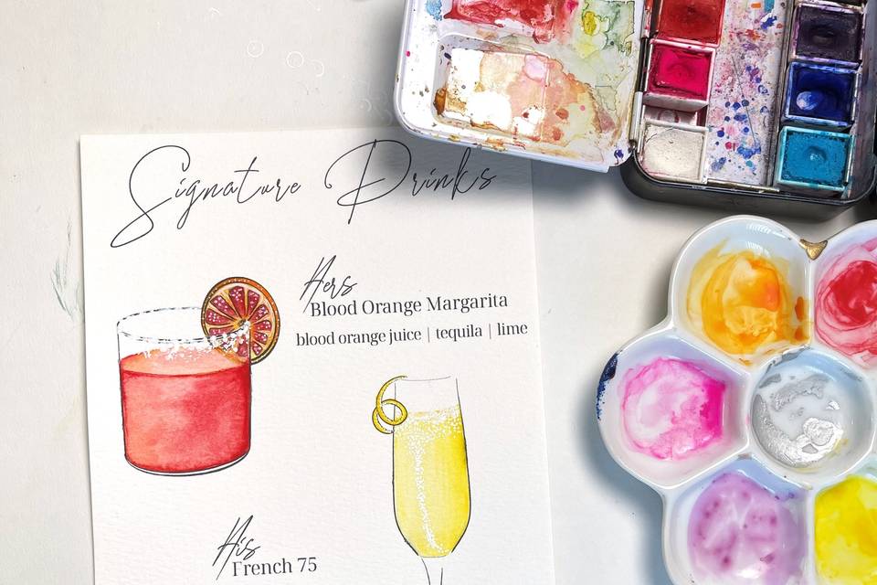 Signature Drinks Menu Painting