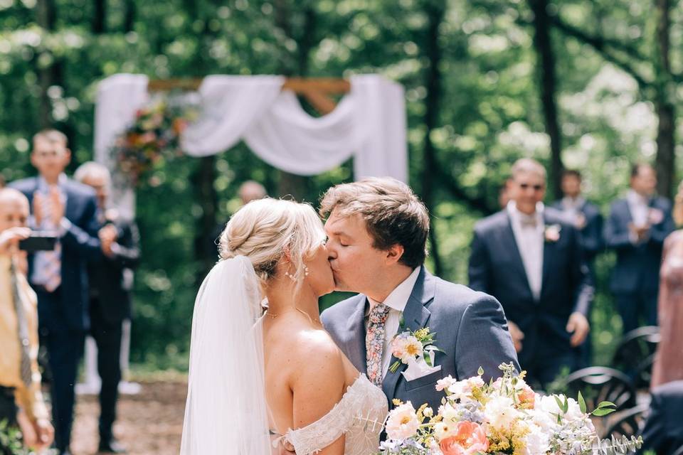 First kiss as newlyweds