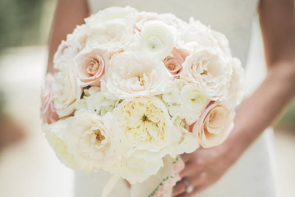 The bride holding her bouquet