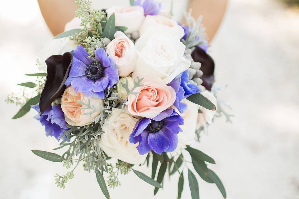 The bride holding her bouquet