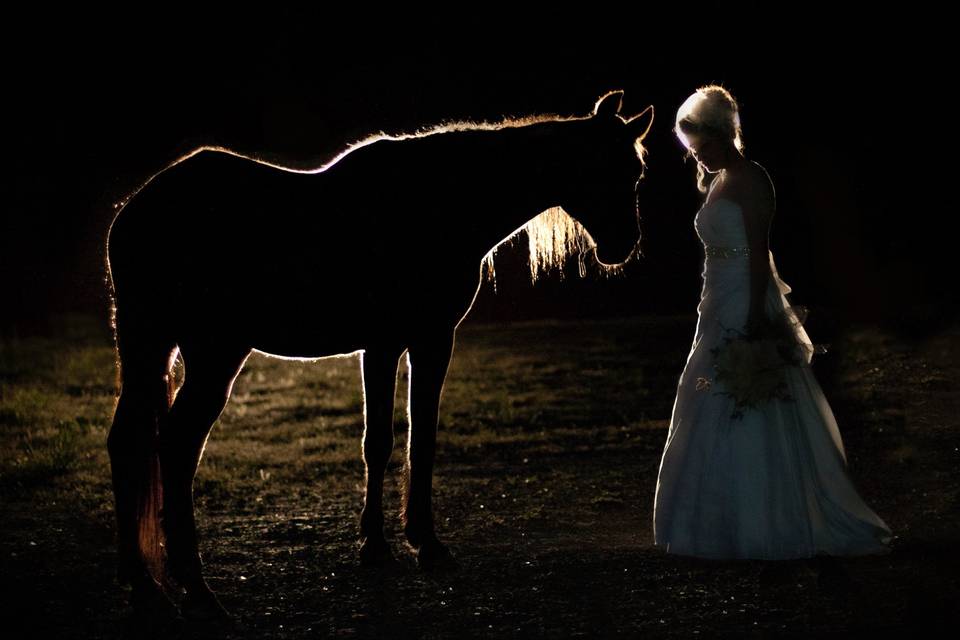 Bride with her horse.