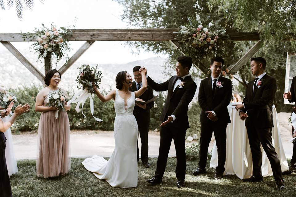 Happy bride and groom