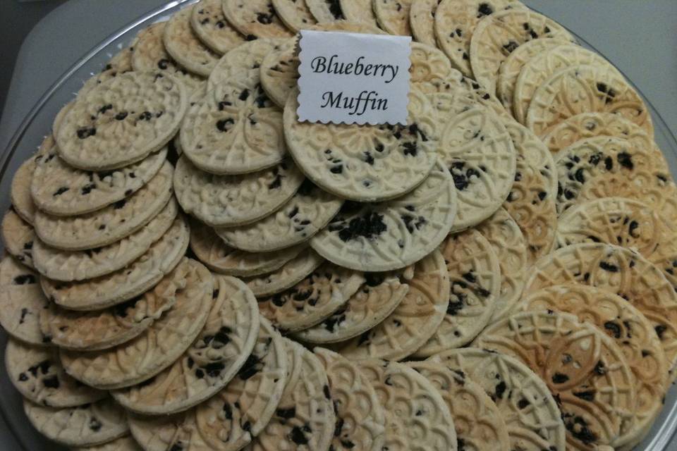 Blueberry Muffin pizzelle cookies