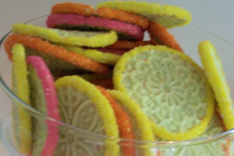 Margarita pizzelle cookies surrounded by candle light!