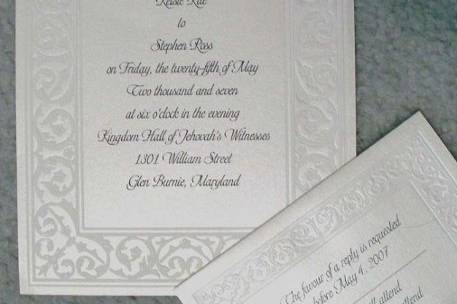 Stock invitation with pearlized edge