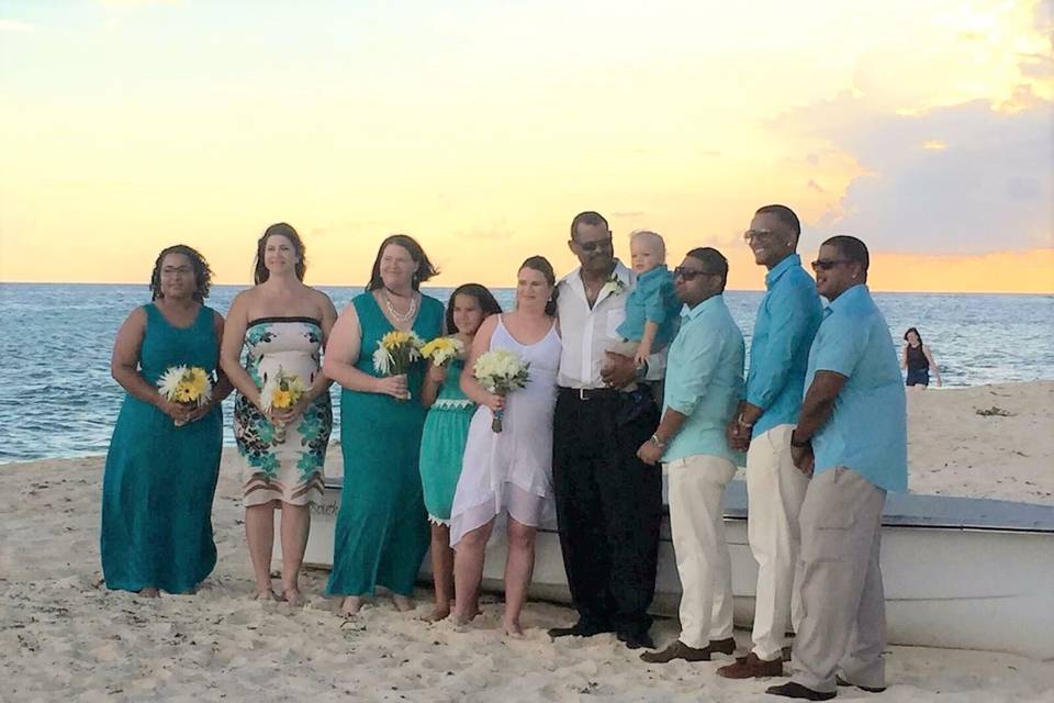 Island sunset wedding
