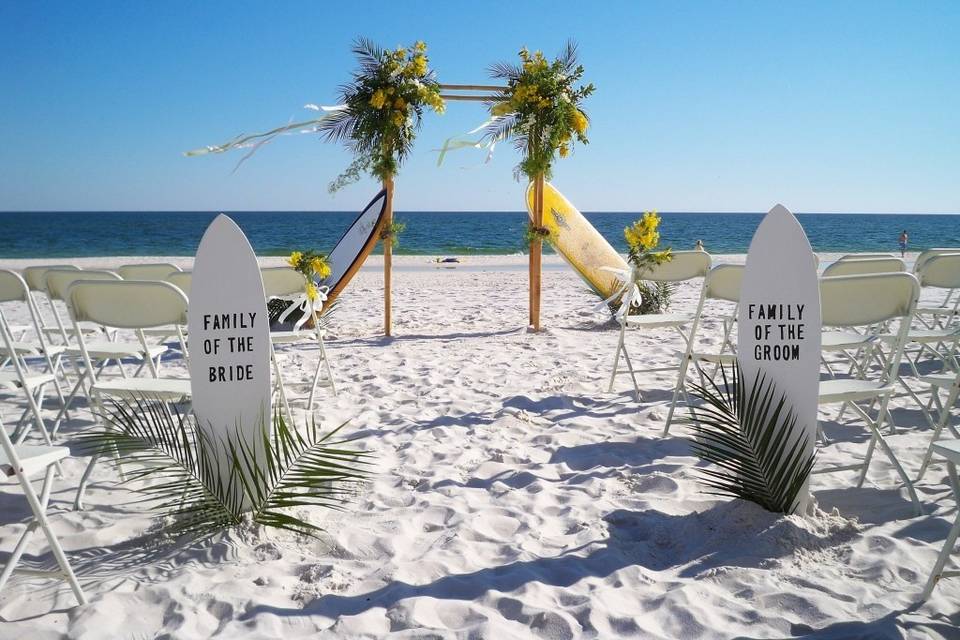 Beach wedding setup