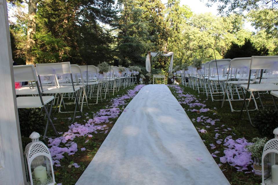 Wedding isle with petals