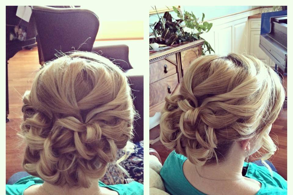 Curled hair updo