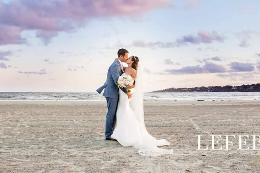 Newlyweds by the shore