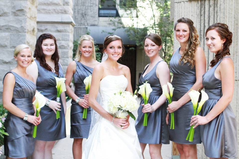 The bride and bridesmaids