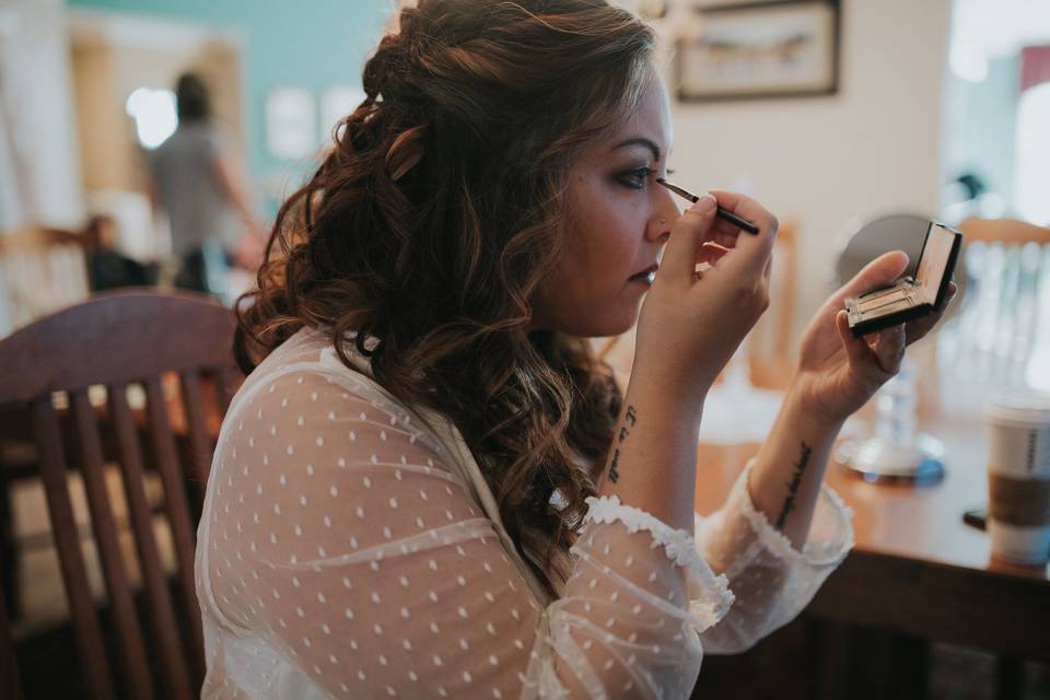 Bride getting ready