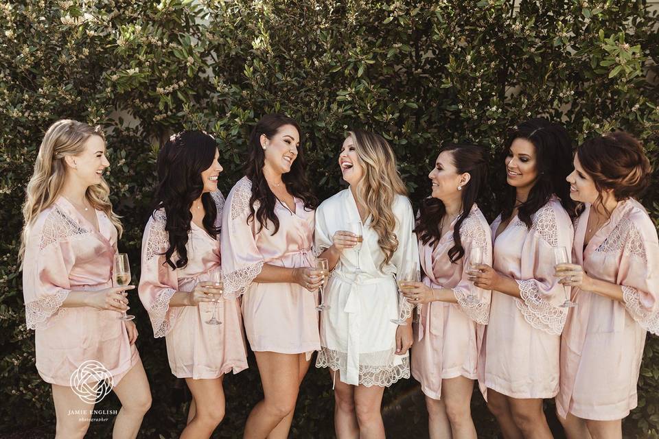 Bride and bridesmaids