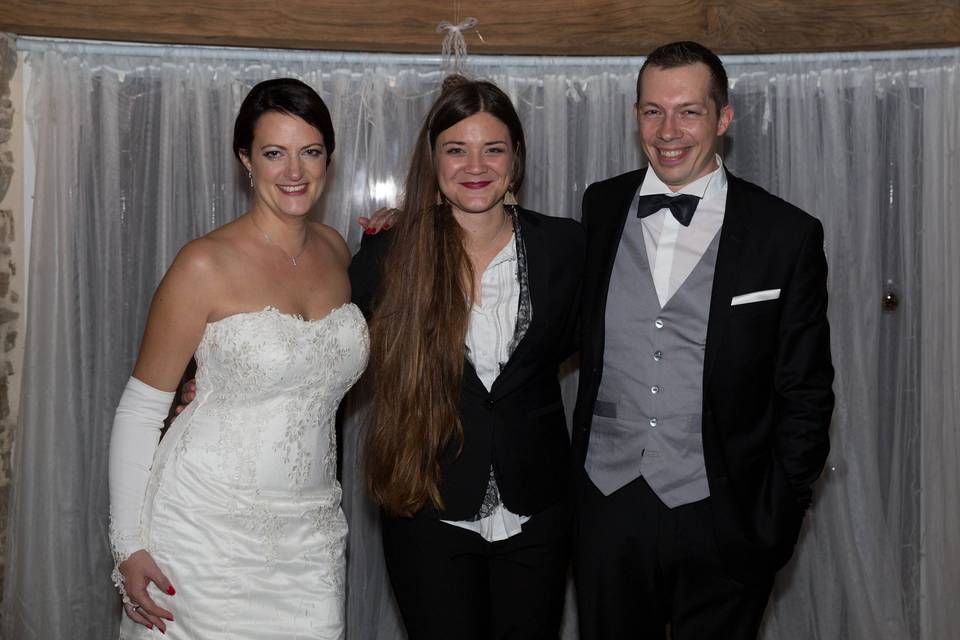 Diane with the bride and groom