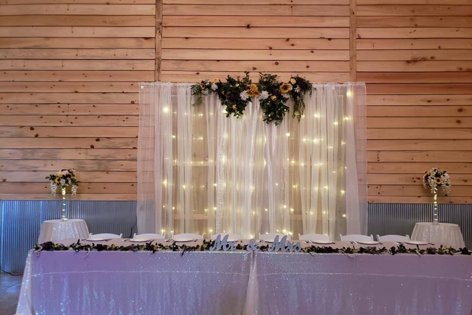 A decorated head table