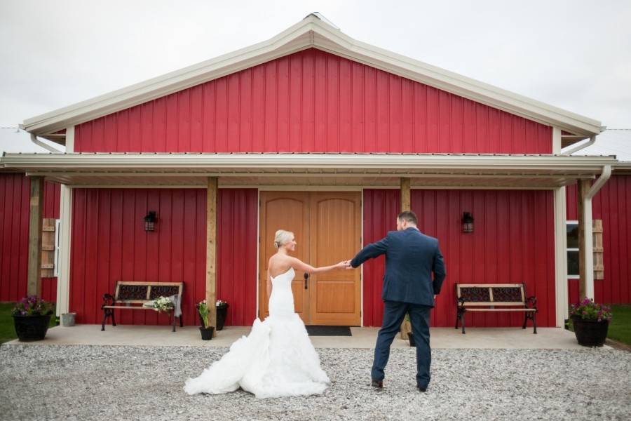 Newlyweds kissing