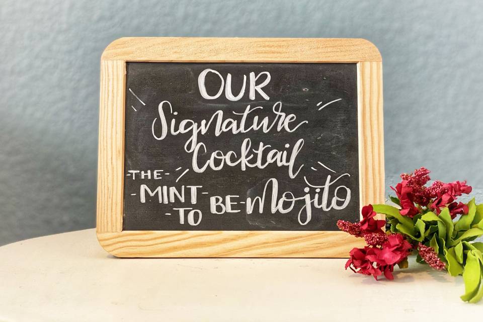 Chalk-drawn drinks sign