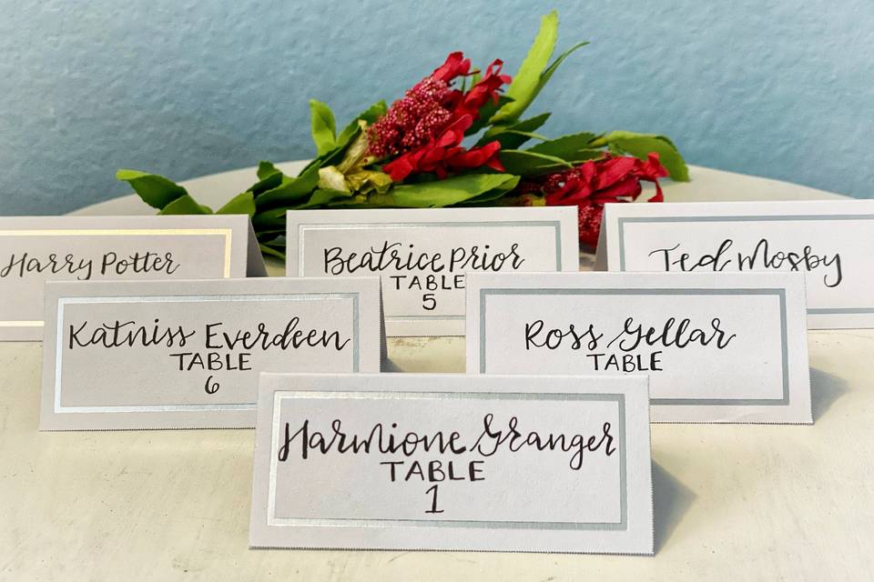 Hand-lettered seating cards