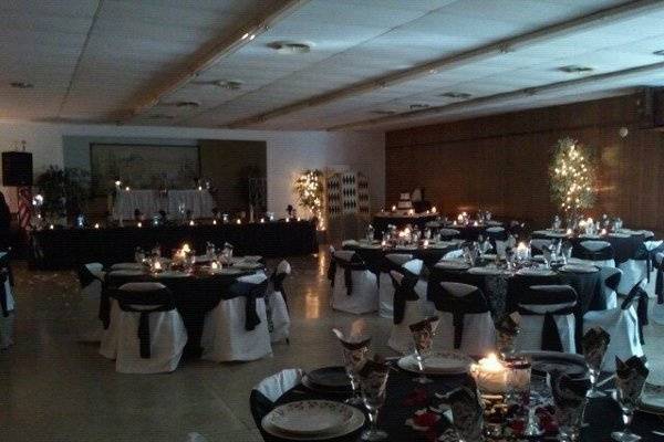 Wedding reception for 200 guestRed, Black & WhiteCohen's Events De'core