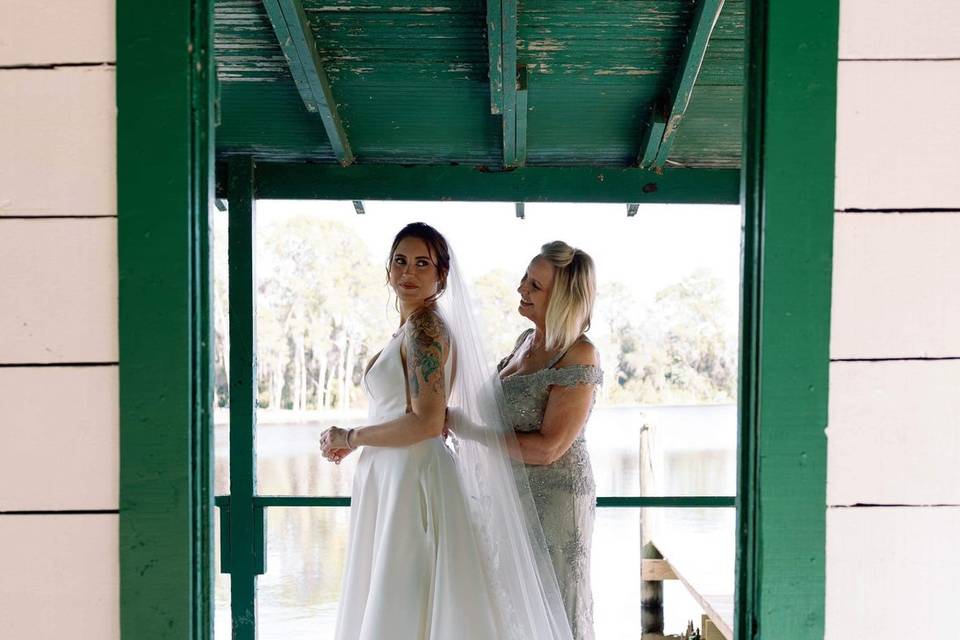Dressed both mom and bride