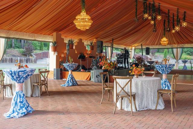 Patio tent with draping