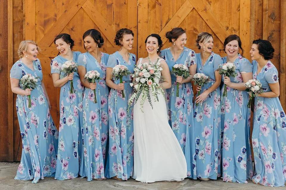 The bride with her bridesmaids