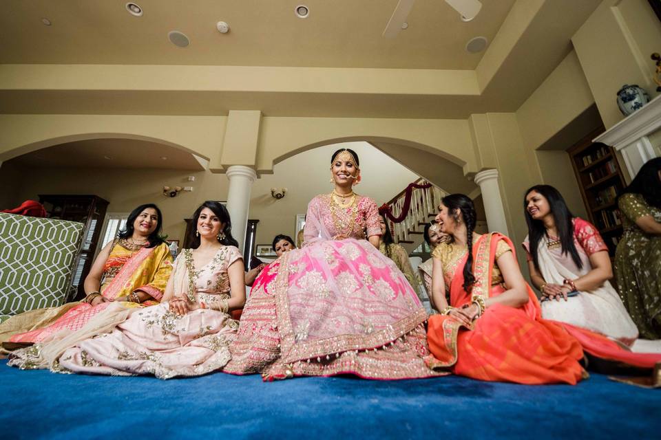 Colorful dresses of bridesmaids
