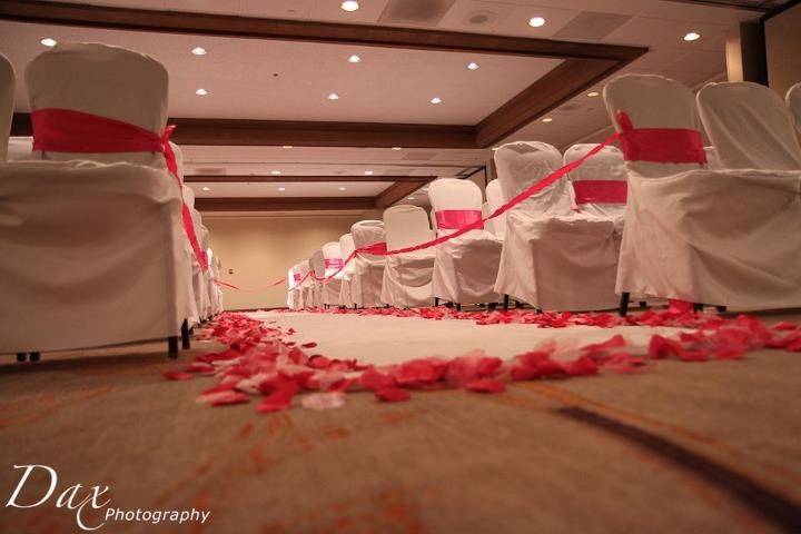 Wedding chairs and petals