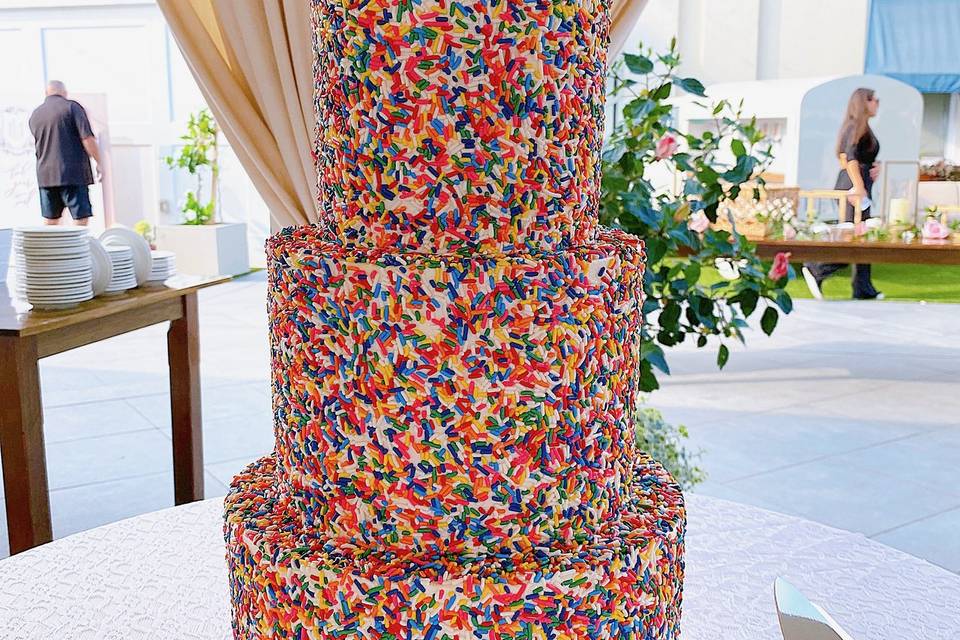 Rainbow Sprinkle Wedding cake
