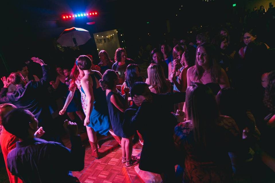 Guests dancing at the reception