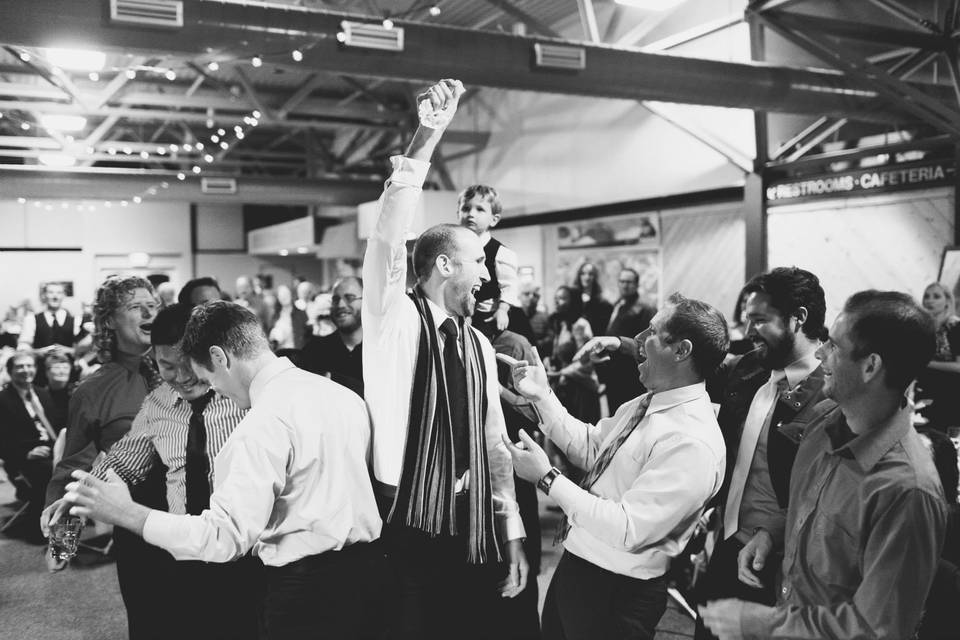 Guests dancing at the reception