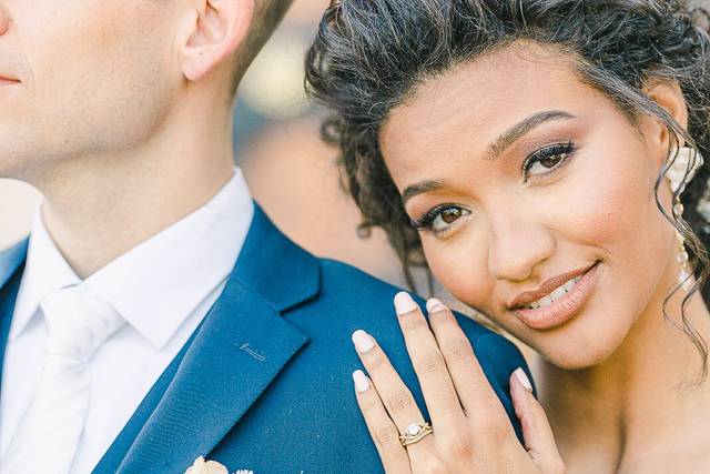 Premium Photo | Portrait of happy bride showing wedding ring to bridesmaids