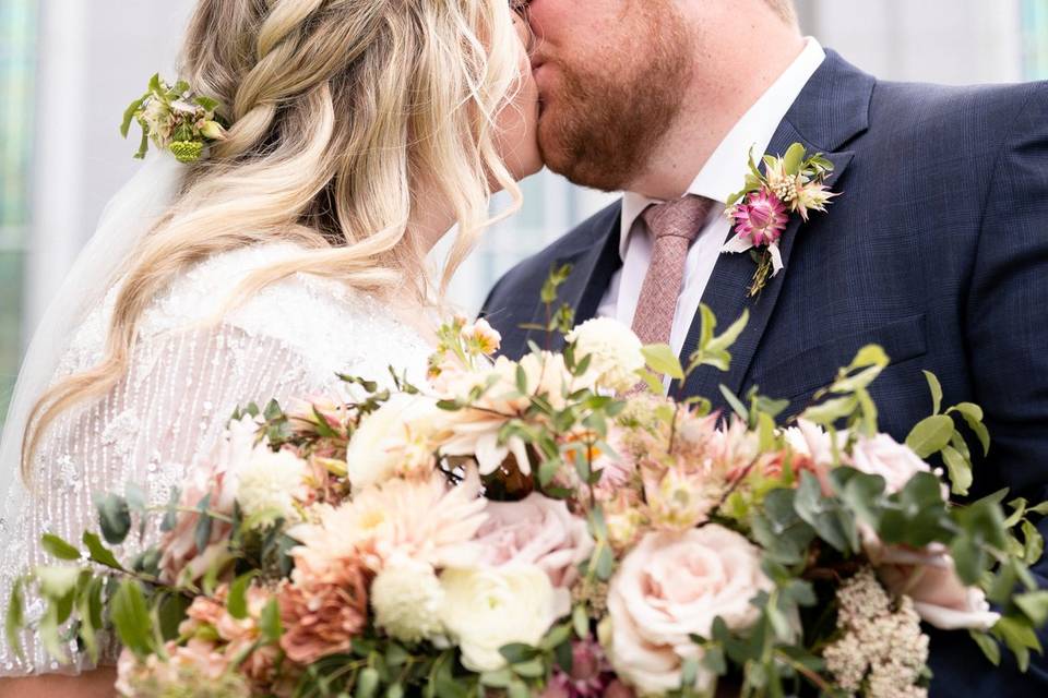 Doting couple shares kiss