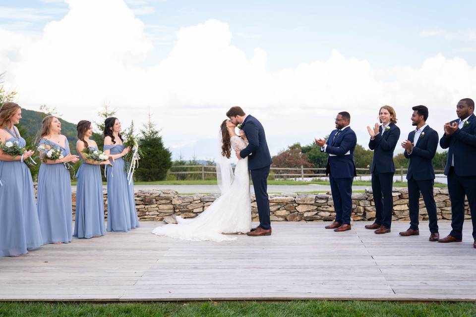 First kiss as Mr. and Mrs.